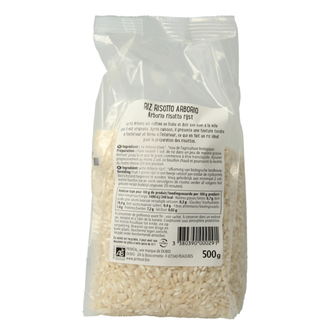 Witte risotto rijst Arborio bio 500 Gram