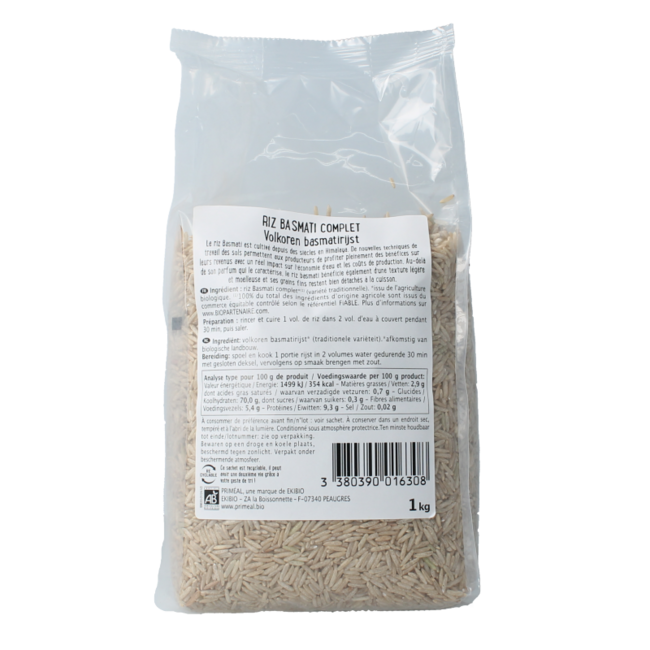 Organic Wholegrain Basmati Rice 1kg