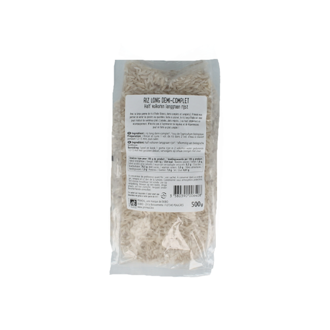 Riso Primeal Semintegrale a Grano Lungo Biologico 500 Grammi