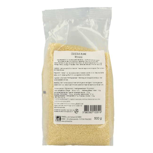 Primeal Organic white couscous 500 Gram