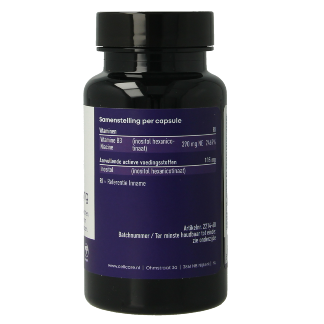 Vitamine B3 niacine flush free 500mg  60 Vegetarische capsules