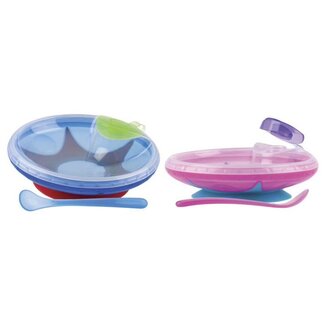 Nuby Piatto Termico con Ventosa e Cucchiaio, 1 Pezzo