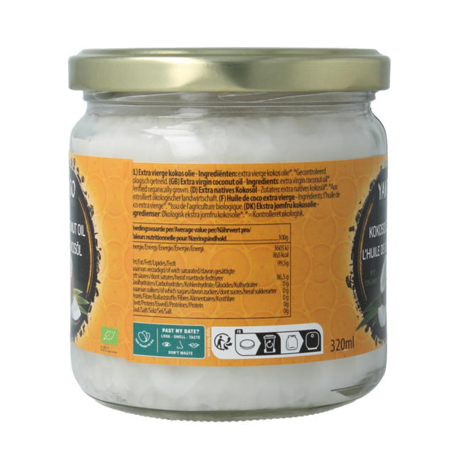 Huile de coco extra vierge bio Yakso 320 ml