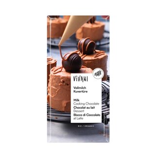 Vivani Vivani Couverture chocolate de cobertura con leche bio 200 gramos