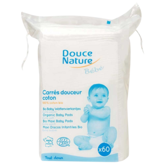 Douce Nature Baby wattenvierkantjes bio 60 Stuks
