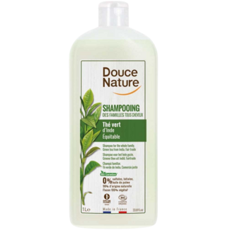 Douce Nature Shampoo glänzendes Haar mit grünem Tee Familie Bio 1 Liter