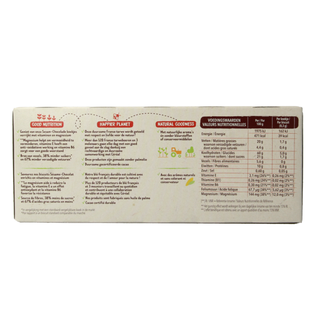 Biscuits aux céréales sésame et chocolat 200 g