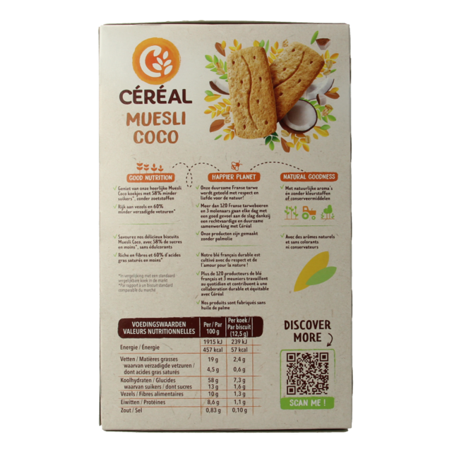 Cereal Galletas muesli/coco 200 Gramos