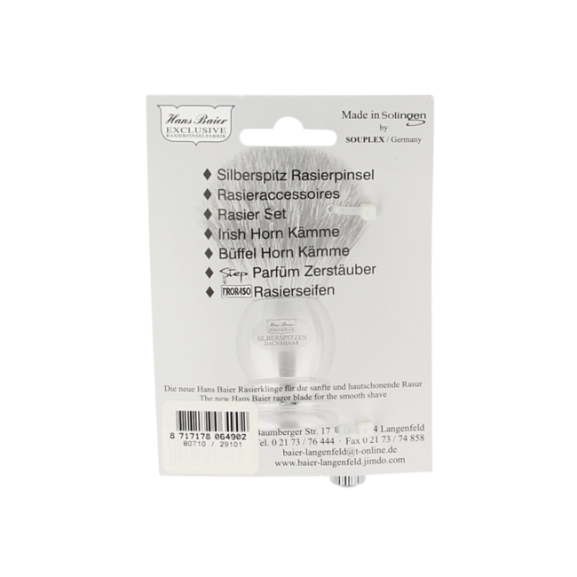 Rasoio di Sicurezza Hans Baier in Cromo, Blister con 10 Lame, 1 Pezzo
