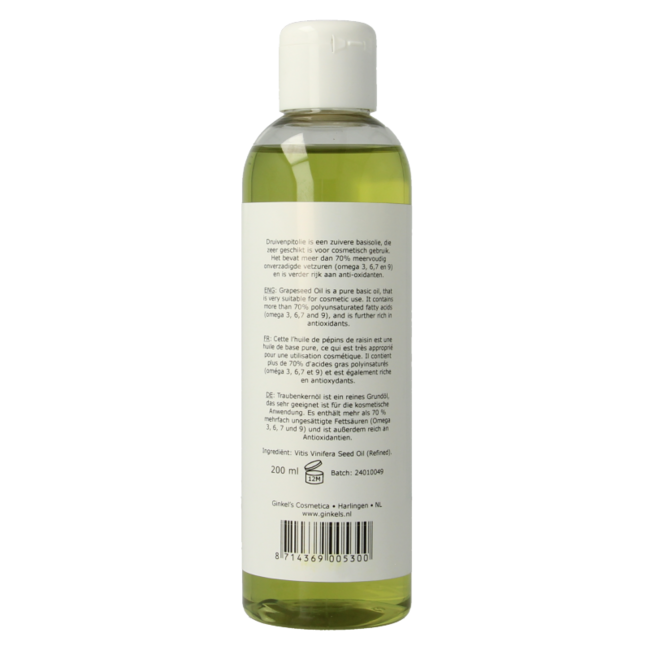 Ginkel's Olio di semi d'uva 200 Millilitri
