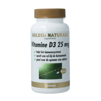 Golden Naturals Vitamina D3 25mcg 120 Cápsulas