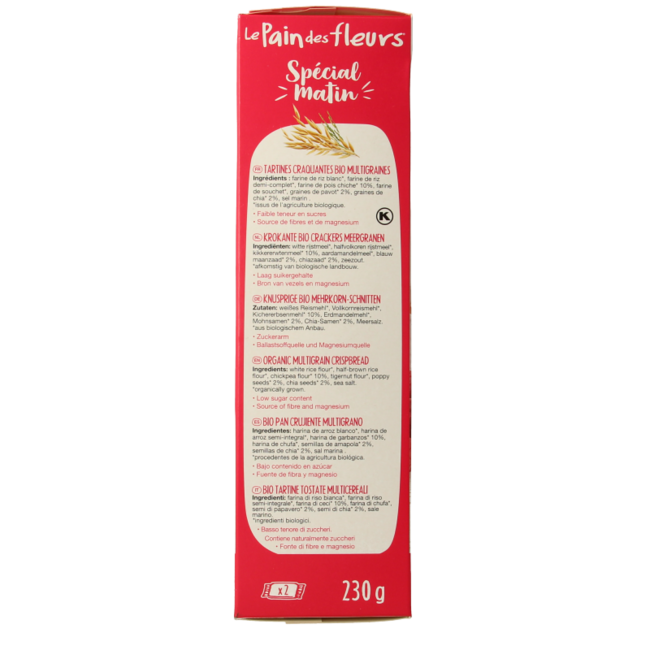 Pain Des Fleurs Special matin crackers de desayuno multicereales bio 230 gramos