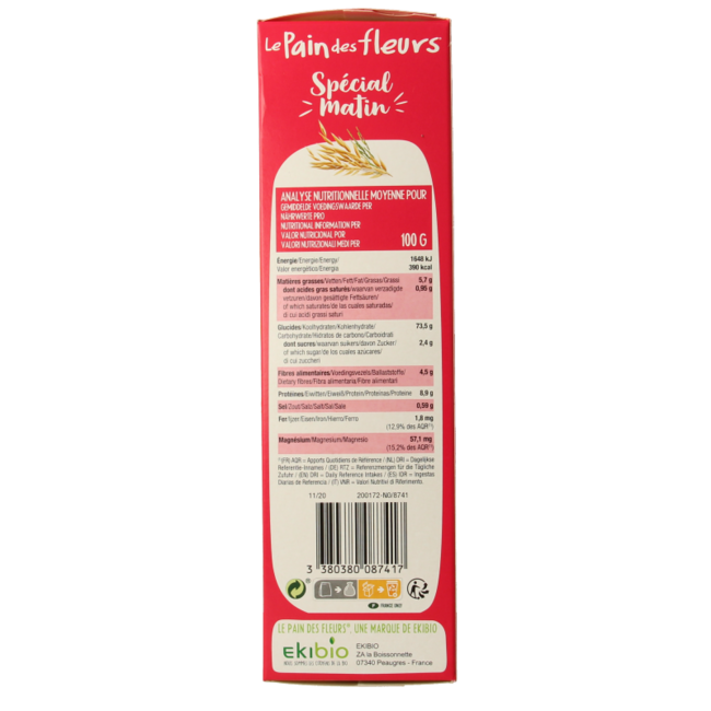 Pain Des Fleurs Special matin crackers de desayuno multicereales bio 230 gramos