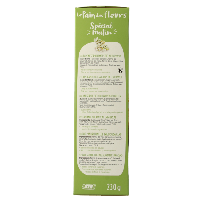 Special Matin buckwheat breakfast crackers organic 230 Gram