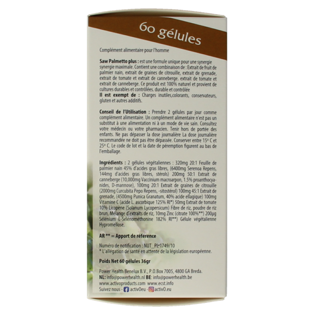 Saw palmetto plus 60 Vegetarische capsules