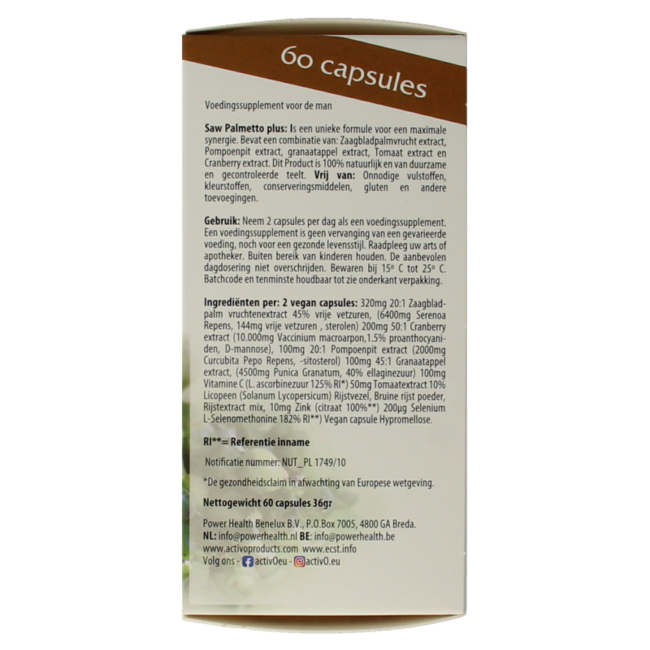 Saw palmetto plus 60 cápsulas vegetarianas