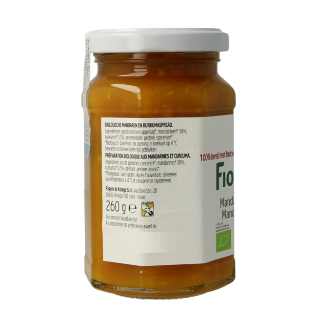 Fiordifrutta Mandarin & turmeric organic jam 260 Gram