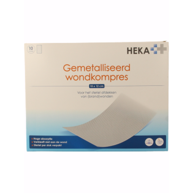 Compressa per Ferite Metallizzata Heka Piccola 10 x 12 cm Sterile, 10 Pezzi