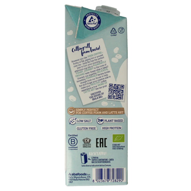 Bebida de soja barista bio 1 Litro