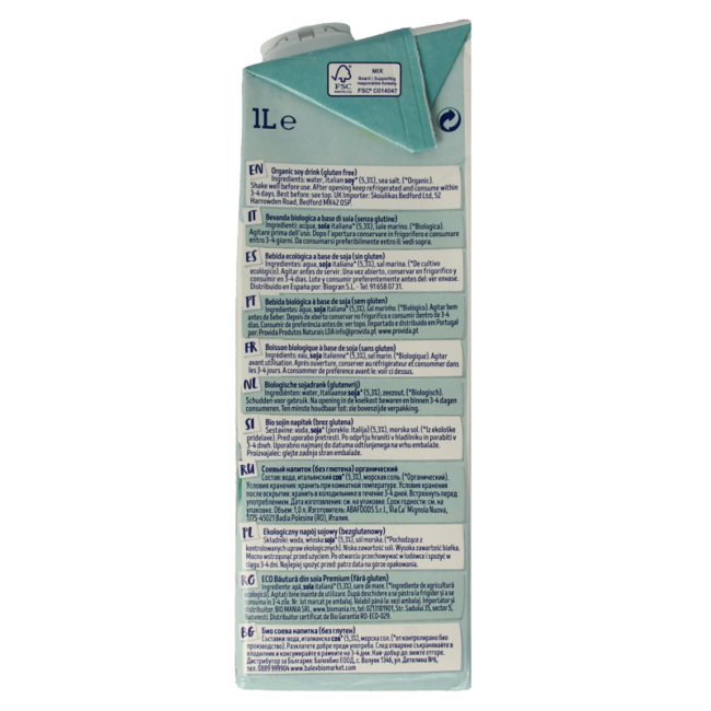 Bebida de soja barista bio 1 Litro