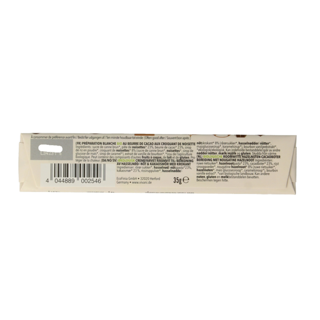 Chocolate To Go white nougat crisp organic 35 Gram