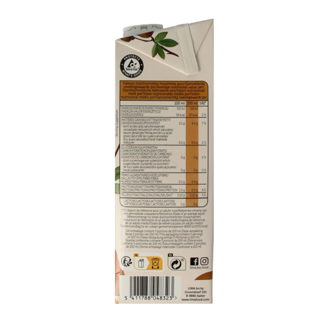 Bebida de almendras sin azúcar bio 1 Litro