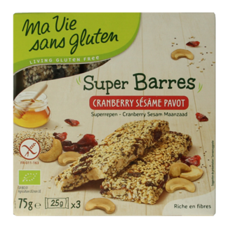 Ma Vie Sans Super barritas sésamo y arándanos sin gluten bio 75 gramos