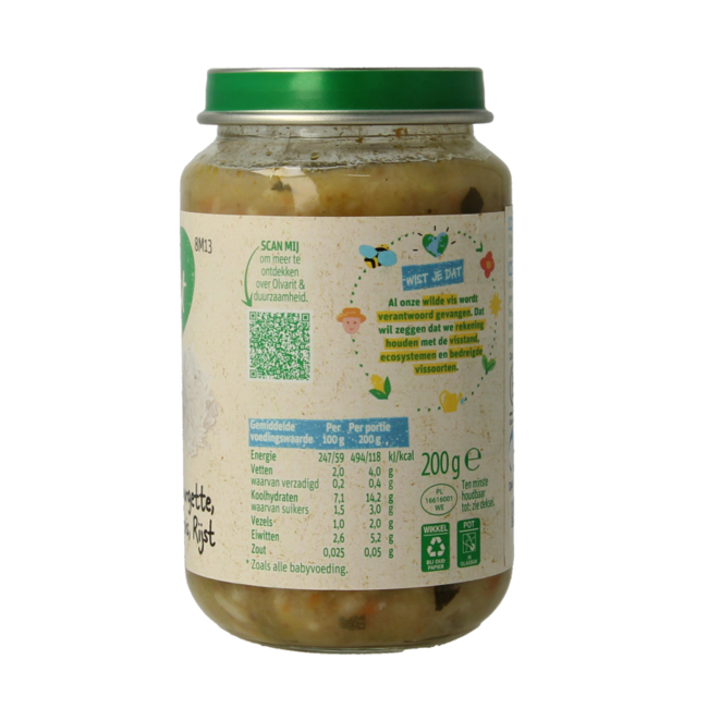 Courgette, white fish and rice 8M13 200g