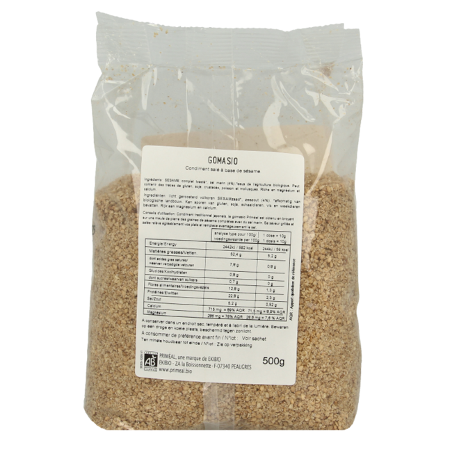 Primeal Gomasio wholemeal sesame seeds and sea salt organic 500 Gram