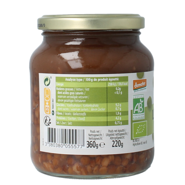 Primeal Green lentils Demeter organic 370 Millilitres