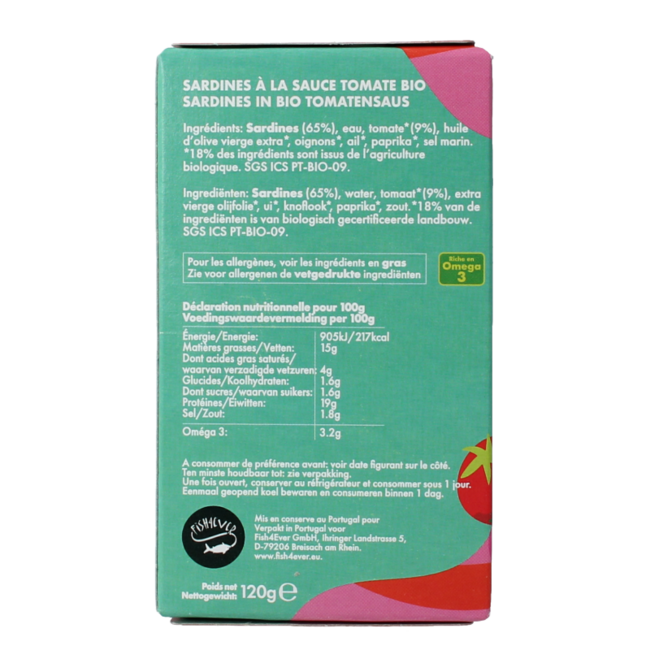 Fish 4 Ever Sardinas en salsa de tomate 120 gramos