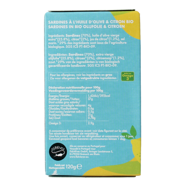 Fish 4 Ever Sardinen Olivenöl Zitrone 120 Gramm
