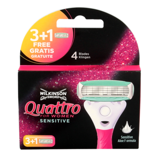 Wilkinson Cuchillas Wilkinson Quattro Woman Sensitive 3 + 1, 4 unidades