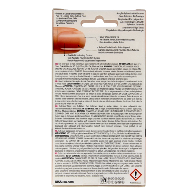 Zestaw akrylowych paznokci Kiss French Nude Cashmere, 1 szt.