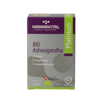 Mannavital Mannavital Ashwagandha platinum bio 60 Vegetarische capsules
