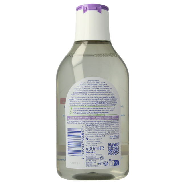 Nivea Visage micellair water 3-in-1 sensitive 400 Milliliter