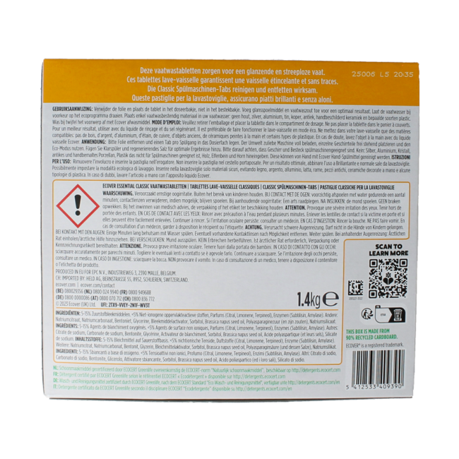 Pastiglie Lavastoviglie Essential 70 Pezzi