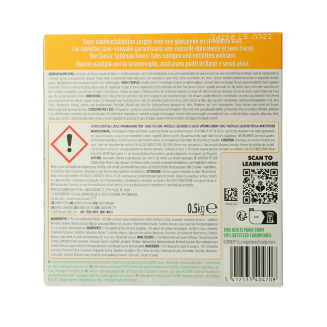 Ecover Essential pastillas para lavavajillas 25 unidades