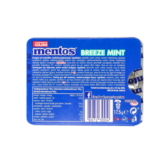 Guma do żucia Mentos Breeze Mint, 12 sztuk