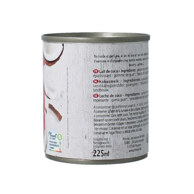 Leche de coco bio 225 mililitros