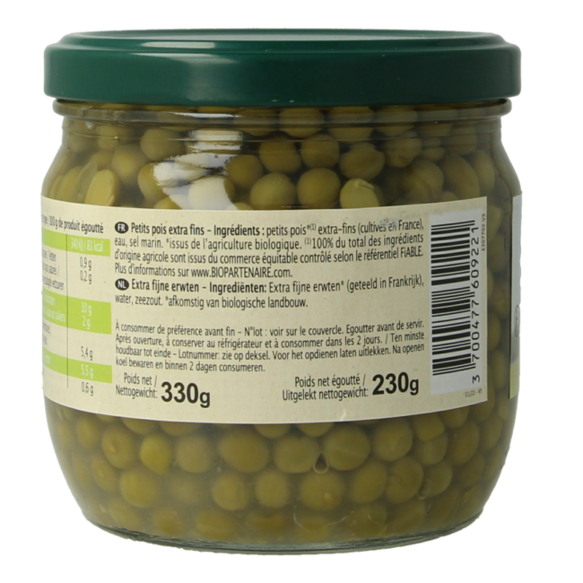 Primeal Guisantes extra finos bio 330 gramos