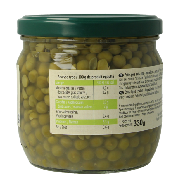 Primeal Organic extra fine peas 330 Gram
