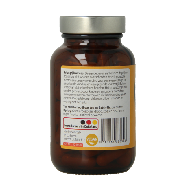 Hanoju Extracto de jengibre y cúrcuma 90,00 Cápsulas vegetarianas