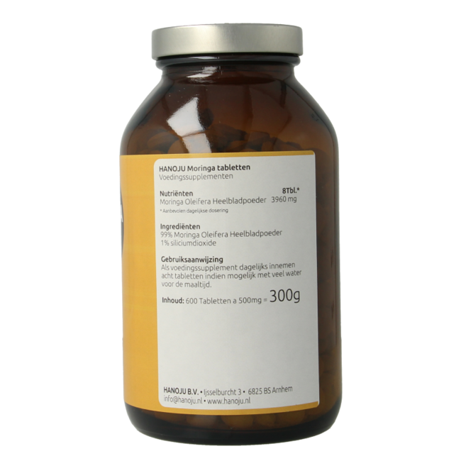 Hanoju Moringa oleifera hoja entera 500mg 600 Comprimidos