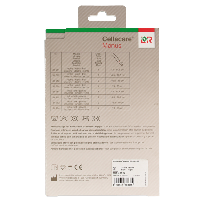 Cellacare Manus comfort muñequera derecha talla 2 1 unidad