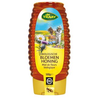 Traay Traay Bloemenhoning vloeibaar knijpfles bio 500 Gram