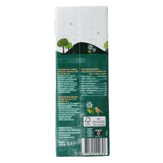 Rijst hazelnoot drink bio 1 Liter