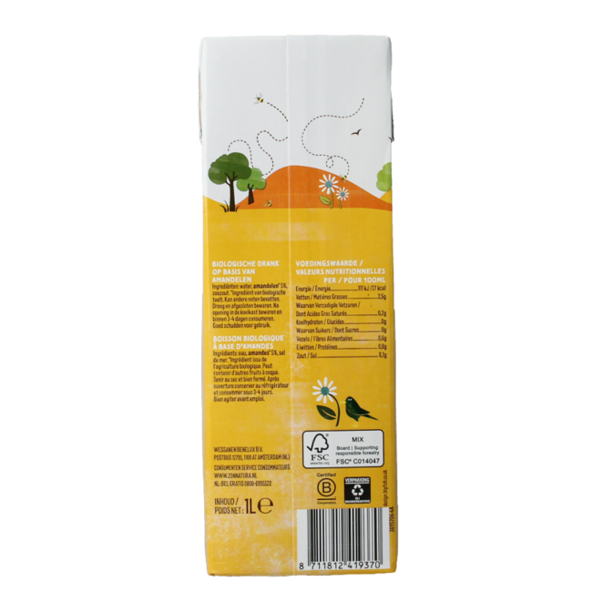 Amandel drink ongezoet bio 1 Liter