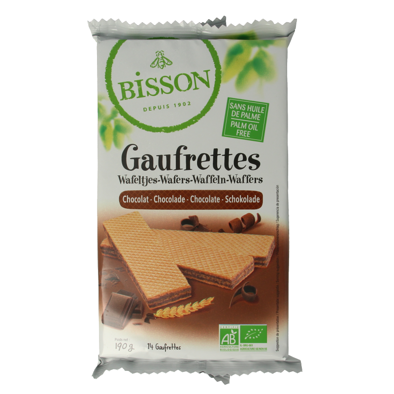 Bisson Chocolade wafels gaufrettes bio 190 Gram
