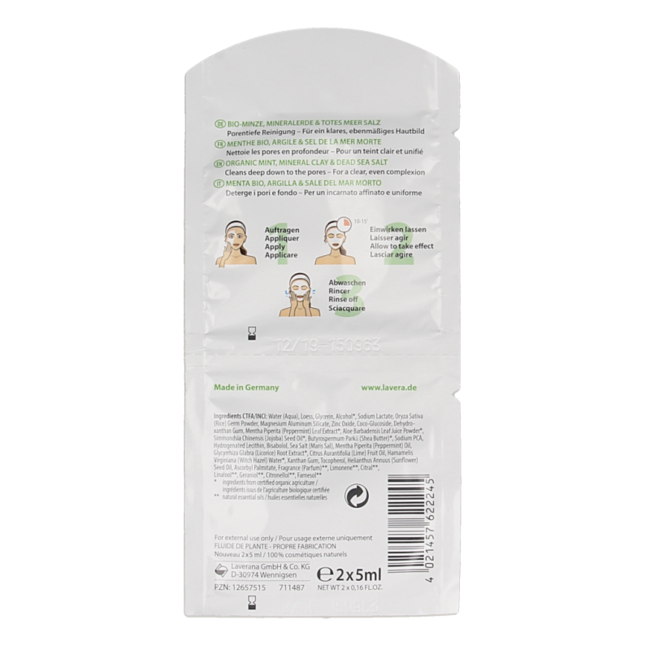 Lavera Purifying mask organic purifying mask 10 Millilitres